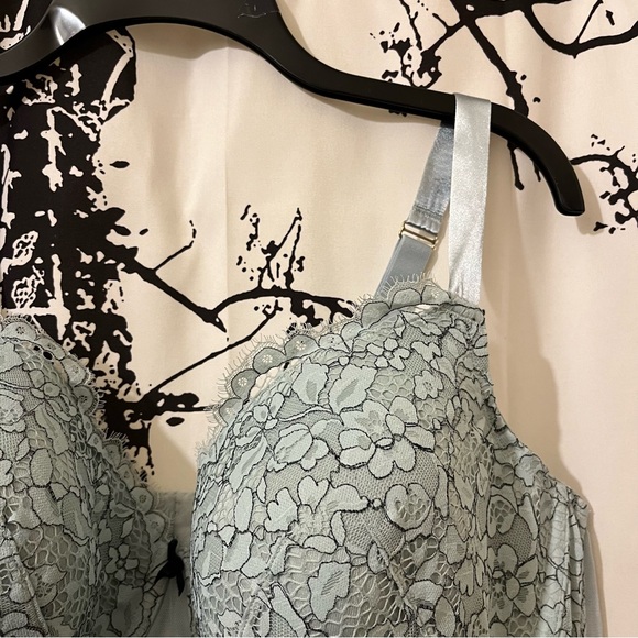 Cacique Lace Balconette Bra Underwire Lace Up Accents Blue 42DD - Picture 5 of 13